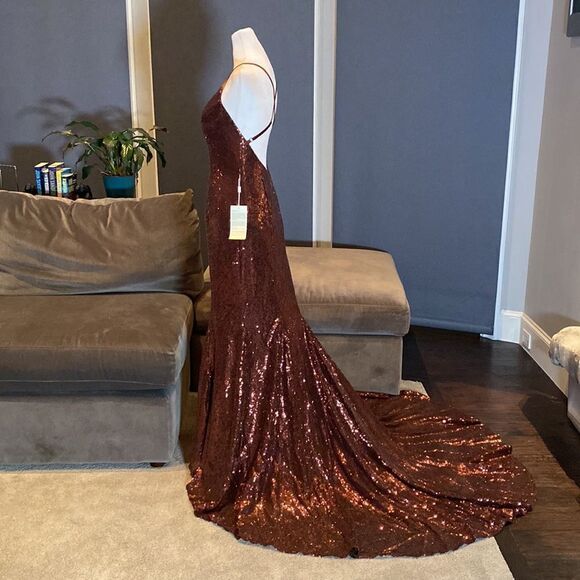 Women’s Gorgeous Fully Sequined Prom Party Dress Mermaid Fit & Train Size 4 NWT - Picture 4 of 11